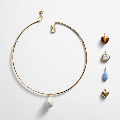Lavisa Removable Charm Collar Necklace with interchangeable crystal and pearl charms in a storage case