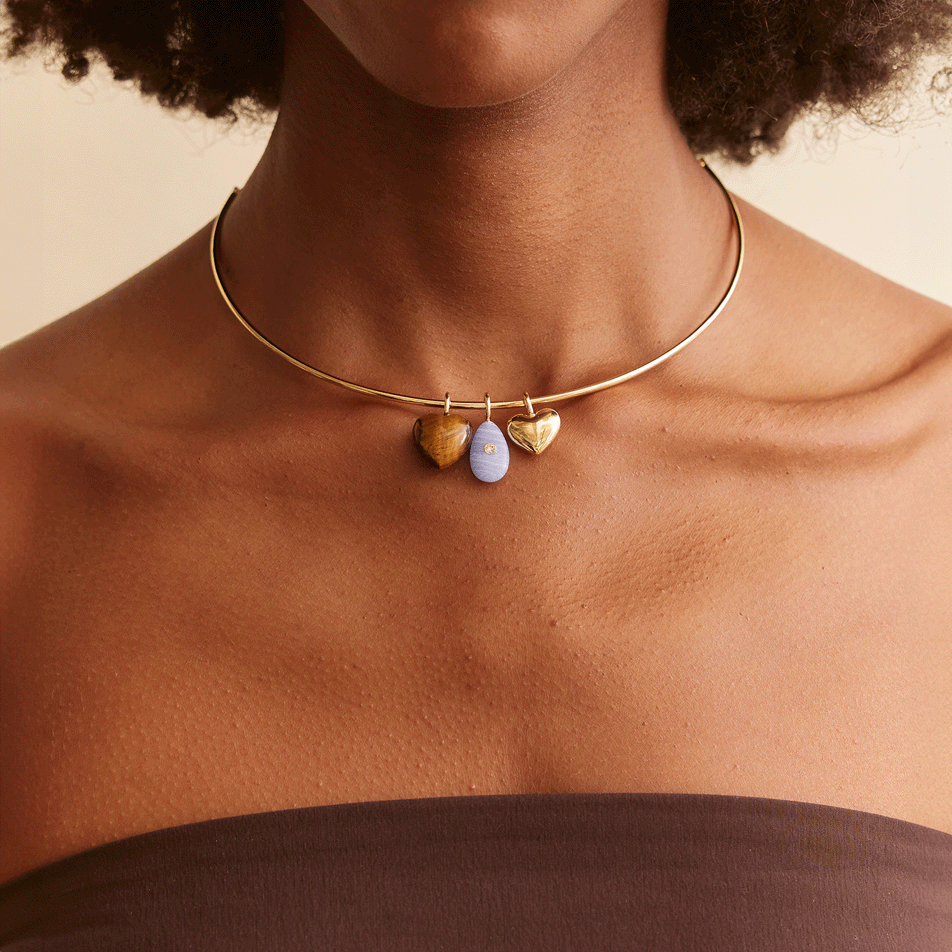 Lavisa - Removable Charm Collar Necklace - Detail & Styling View