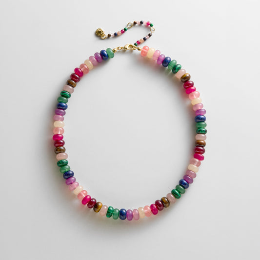 Lavisa Multi Stone Beaded Necklace featuring vibrant semi-precious stones