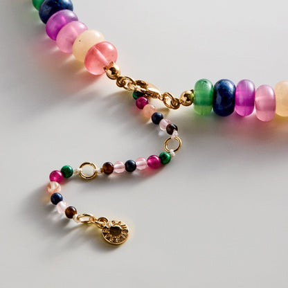 Lavisa - Multi Stone Beaded Layering Necklace - Side Profile View