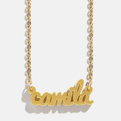 Lavisa - Custom Acrylic Nameplate Necklace - On-Model & Scale View