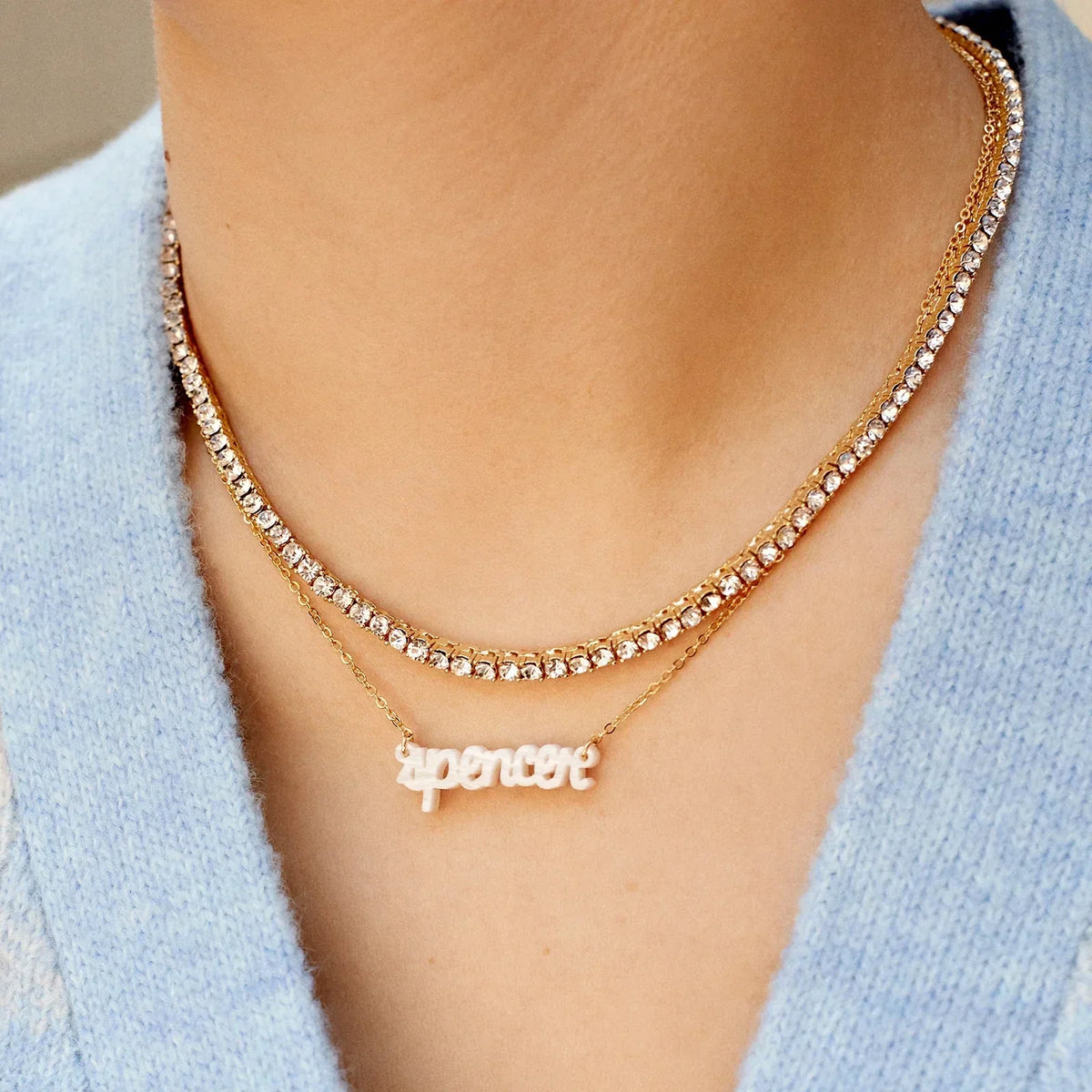 Lavisa - Custom Acrylic Nameplate Necklace - Detail & Styling View