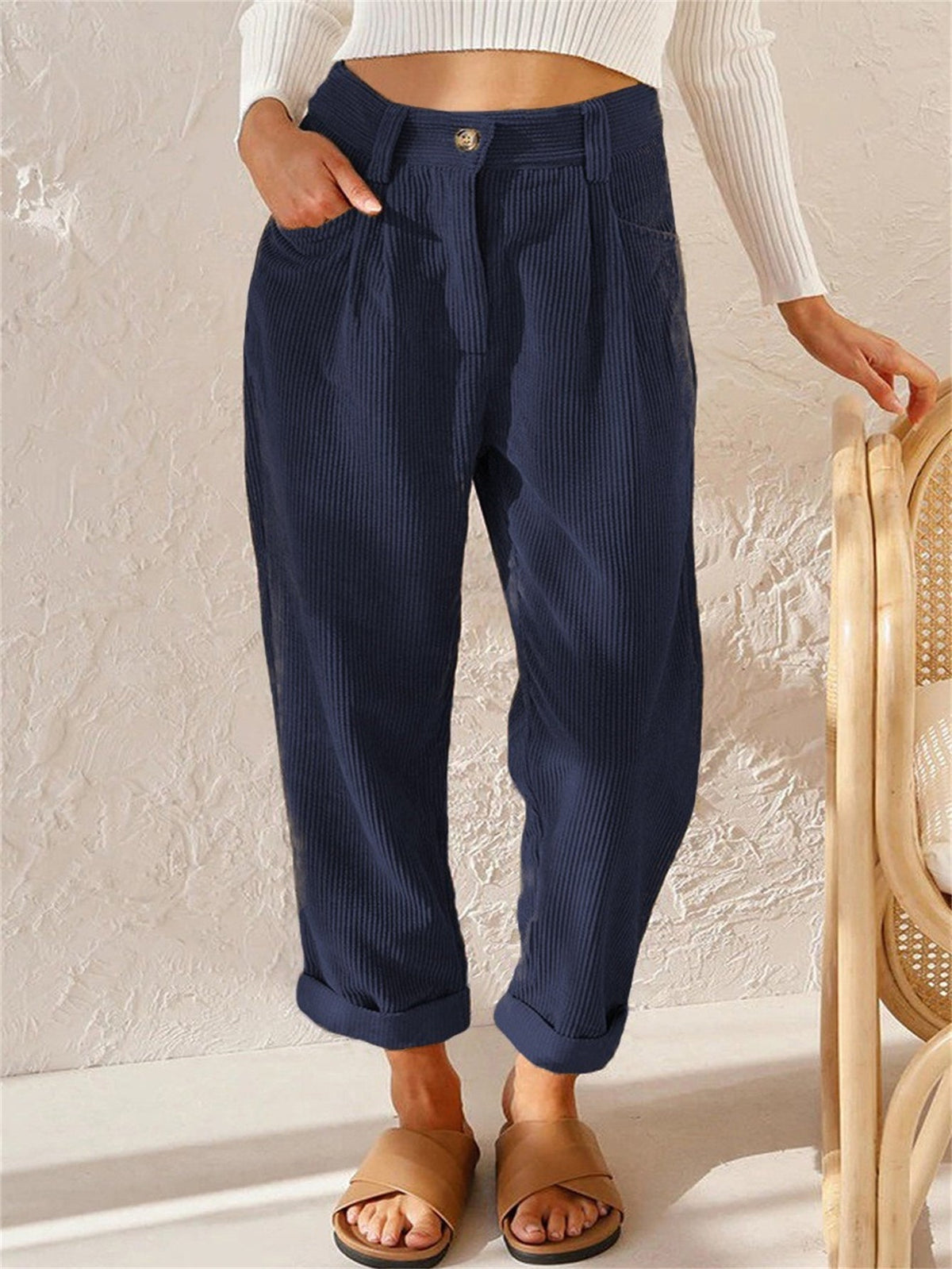 Lavisa - Womens Relaxed High Waist Tapered Trousers