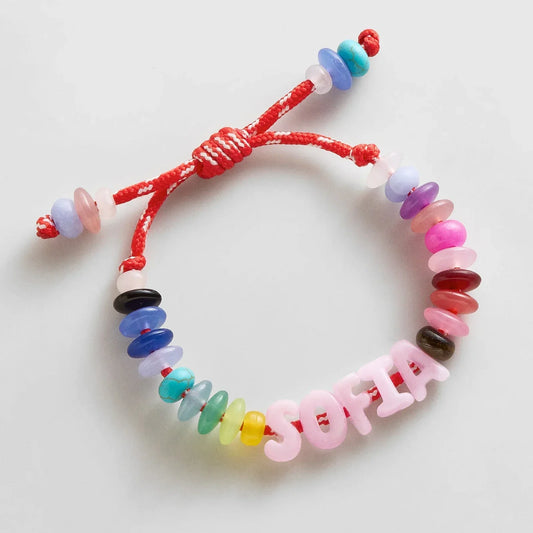 Lavisa waterproof custom letter bracelet with colorful beads and adjustable closure