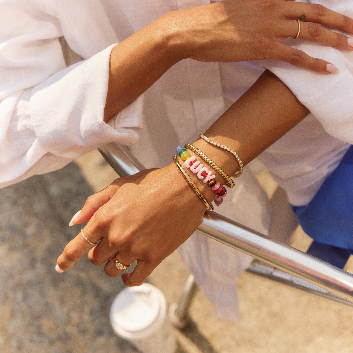 Lavisa - Waterproof Personalized Custom Letter Bracelet - Detail & Styling View