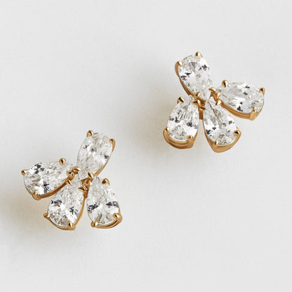 Lavisa - 14K Gold Pear-Cut Stud Earrings - On-Model & Scale View