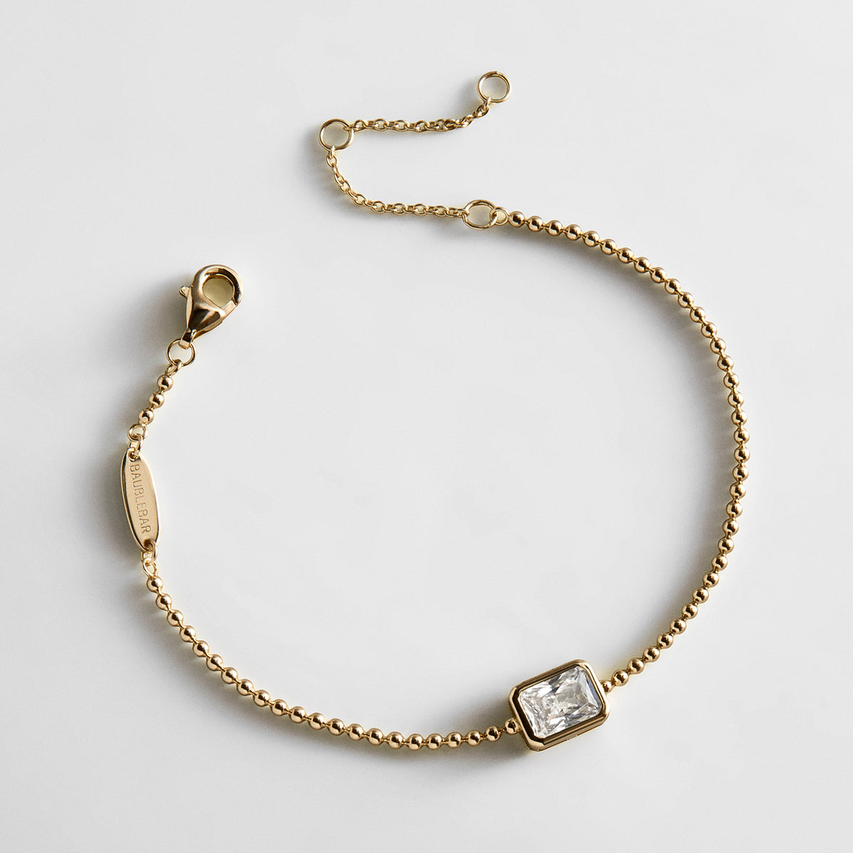 Lavisa 14k gold crystal chain bracelet with rectangular cut cubic zirconia