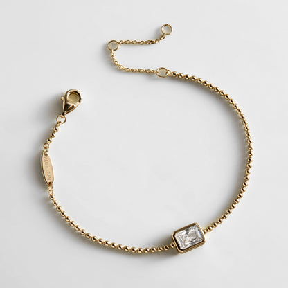 Lavisa 14k gold crystal chain bracelet with rectangular cut cubic zirconia