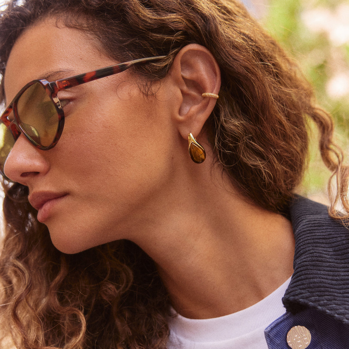 Lavisa - Semi-Precious Stone Drop Earrings - Detail & Styling View