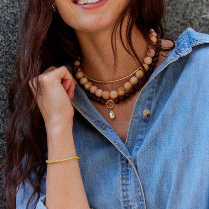 Lavisa - Smoky Ivory Quartz Beaded Necklace - Detail & Styling View