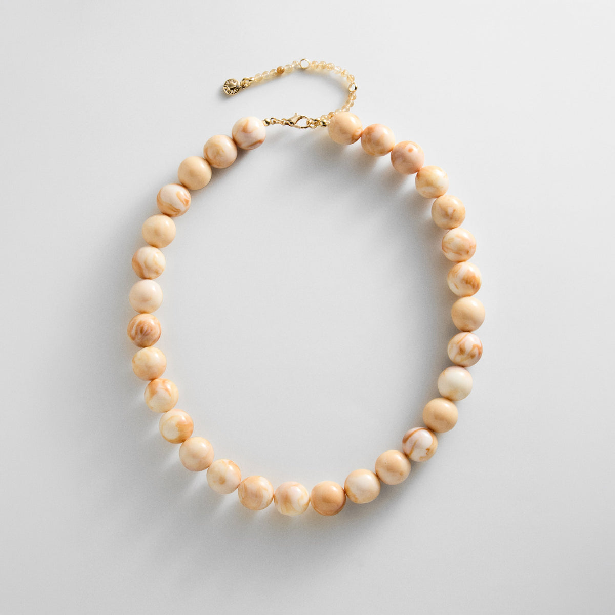 Lavisa Smoky Ivory Quartz Beaded Necklace with 14mm glossy resin beads