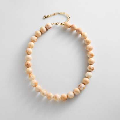 Lavisa Smoky Ivory Quartz Beaded Necklace with 14mm glossy resin beads