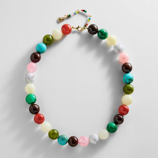 Lavisa multicolored 14mm resin beaded necklace with extender