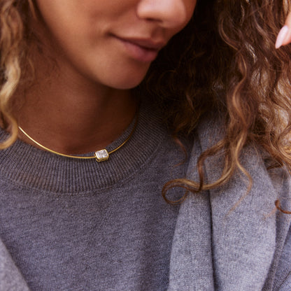 Lavisa - Cubic Zirconia Collar Necklace - Detail & Styling View