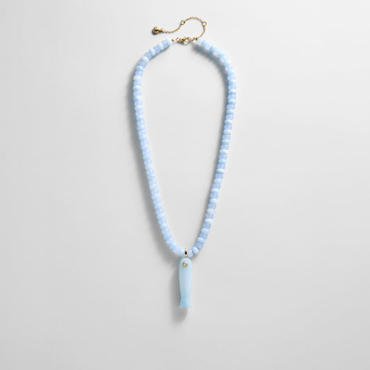 Lavisa Sun Drift Semi-Precious Pendant Necklace with blue fish charm