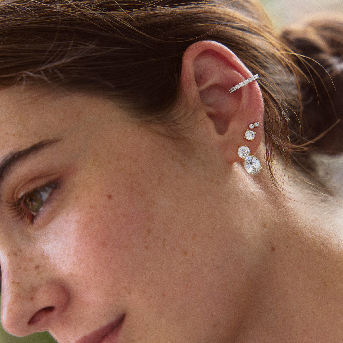 Lavisa - Sterling Silver Ear Cuff Minimalist Layering Earring - Detail & Styling View