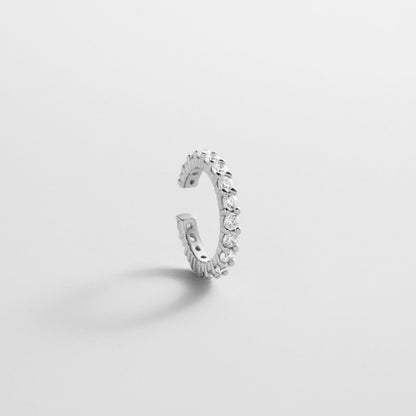 Lavisa sterling silver ear cuff with sparkling pavé cubic zirconia stones for stacked earrings