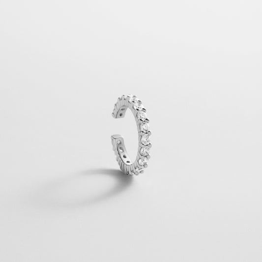 Lavisa sterling silver ear cuff with sparkling pavé cubic zirconia stones for stacked earrings