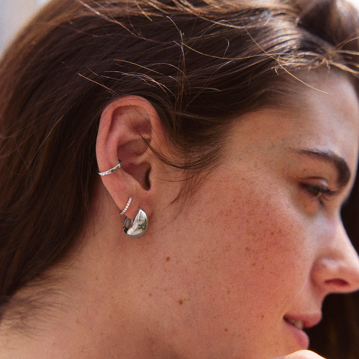 Lavisa - Cubic Zirconia Ear Cuff - Detail & Styling View