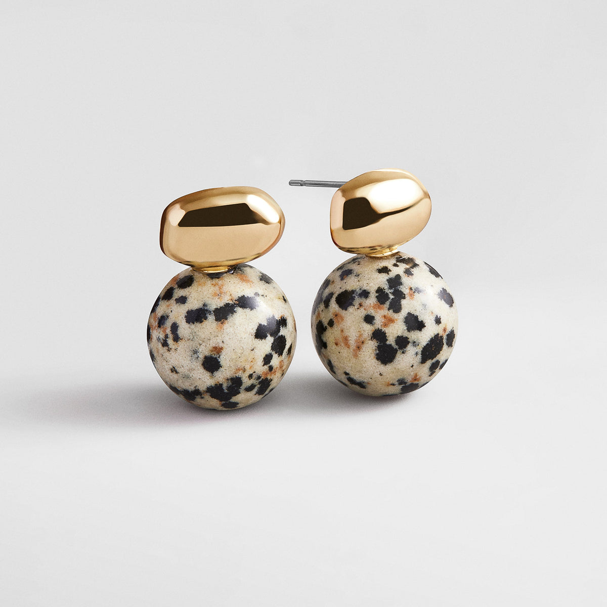 Lavisa Semi-Precious Beaded Stud Earrings with natural neutral stones