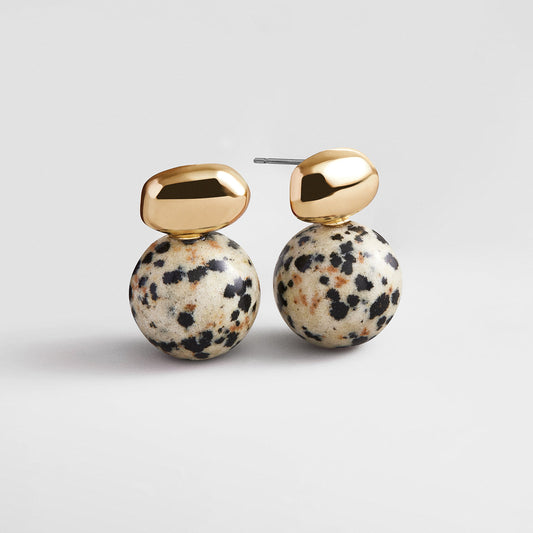 Lavisa Semi-Precious Beaded Stud Earrings with natural neutral stones