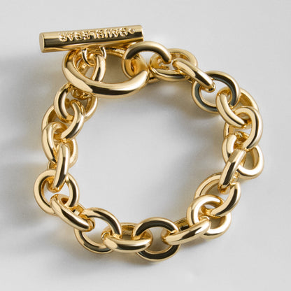 Lavisa - Chunky Gold Chain Link Bracelet - Toggle Clasp Jewelry - Clasp & Finish View