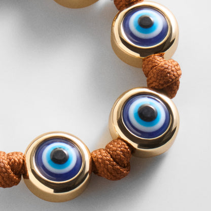 Lavisa - Evil Eye Paracord Braided Statement Bracelet - On-Model & Scale View