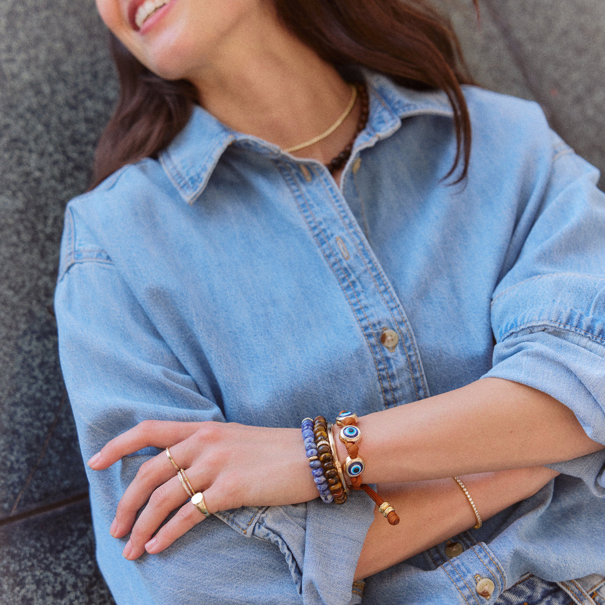 Lavisa - Evil Eye Paracord Braided Statement Bracelet - Detail & Styling View