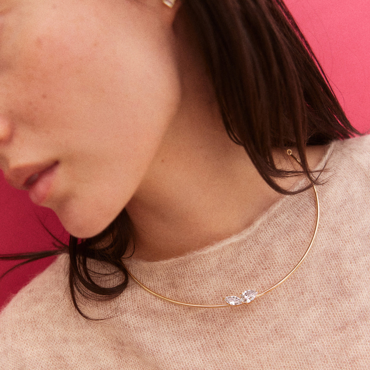 Lavisa - Crystal Collar Necklace - Detail & Styling View