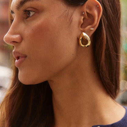 Lavisa - Semi-Precious Statement Stud Earrings - Detail & Styling View