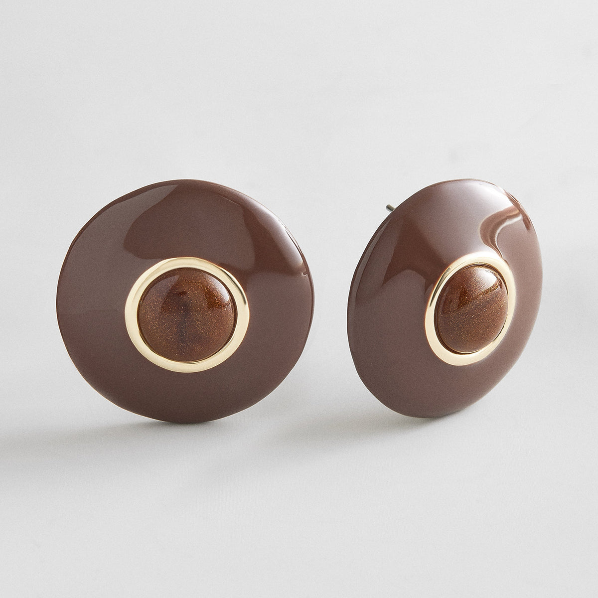 Lavisa vibrant gemstone statement stud earrings featuring colorful enamel and tiger eye