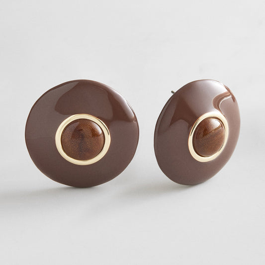 Lavisa vibrant gemstone statement stud earrings featuring colorful enamel and tiger eye
