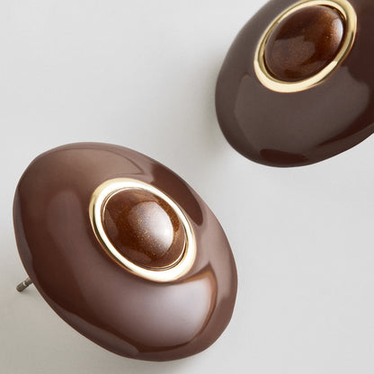 Lavisa - Vibrant Gemstone Statement Stud Earrings - On-Model & Scale View