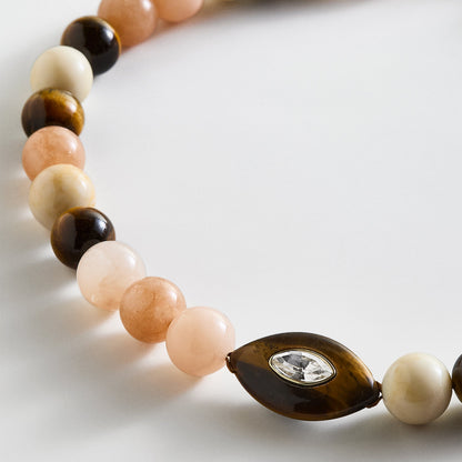 Lavisa - Evil Eye Beaded Statement Necklace - On-Model & Scale View