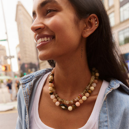 Lavisa - Evil Eye Beaded Statement Necklace - Detail & Styling View