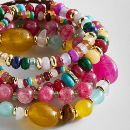 Lavisa - Semi-Precious Beaded Bracelet Stack Set - On-Model & Scale View