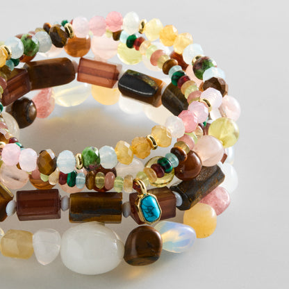 Lavisa - Semi-Precious Beaded Bracelet Stack - On-Model & Scale View