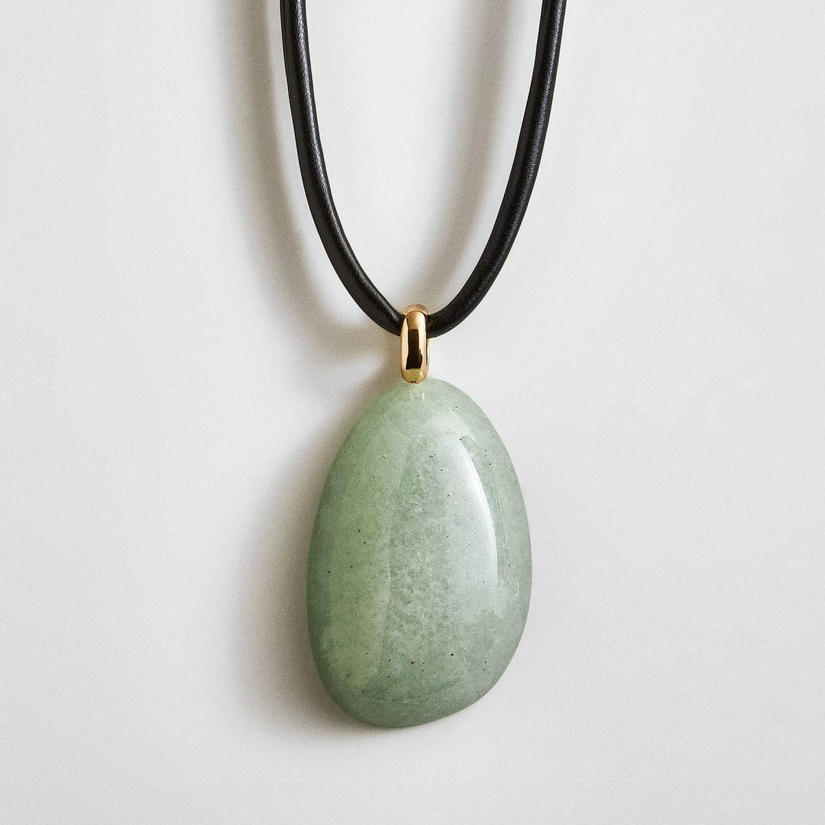 Lavisa - Light Jade Pendant Necklace - Adjustable Cord Jewelry - On-Model & Scale View