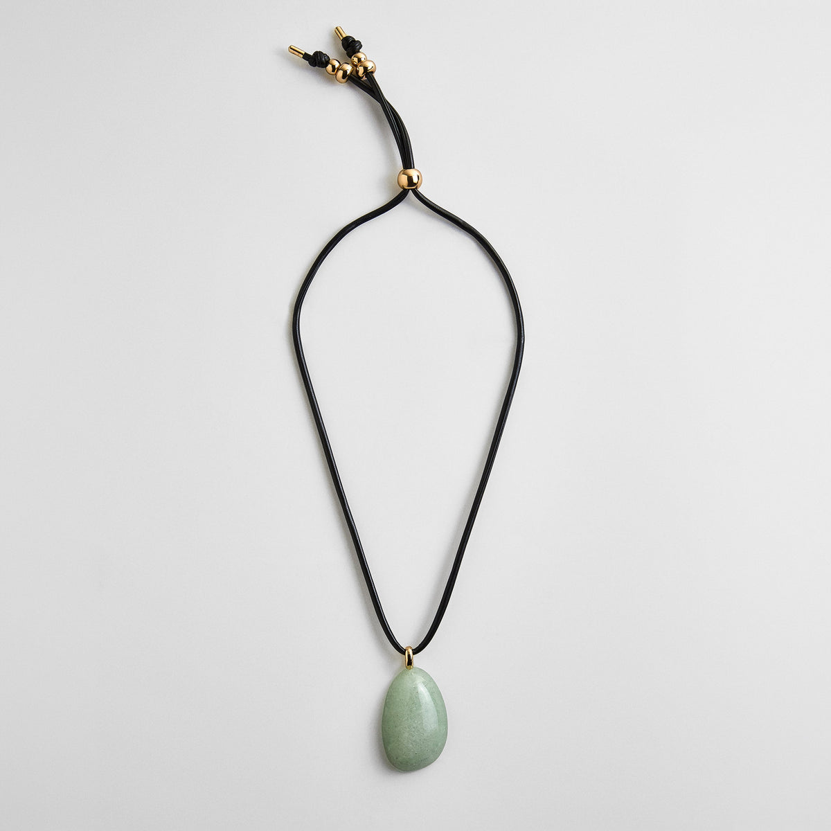 Lavisa - Light Jade Pendant Necklace - Adjustable Cord Jewelry - Clasp & Finish View