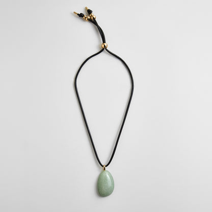 Lavisa - Light Jade Pendant Necklace - Adjustable Cord Jewelry - Clasp & Finish View