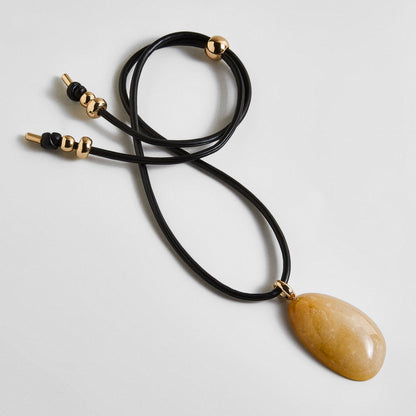 Lavisa semi-precious citrine pendant necklace on adjustable black cord
