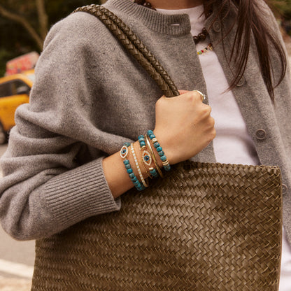 Lavisa - Evil Eye Beaded Energy Stackable Bracelet Set - Detail & Styling View