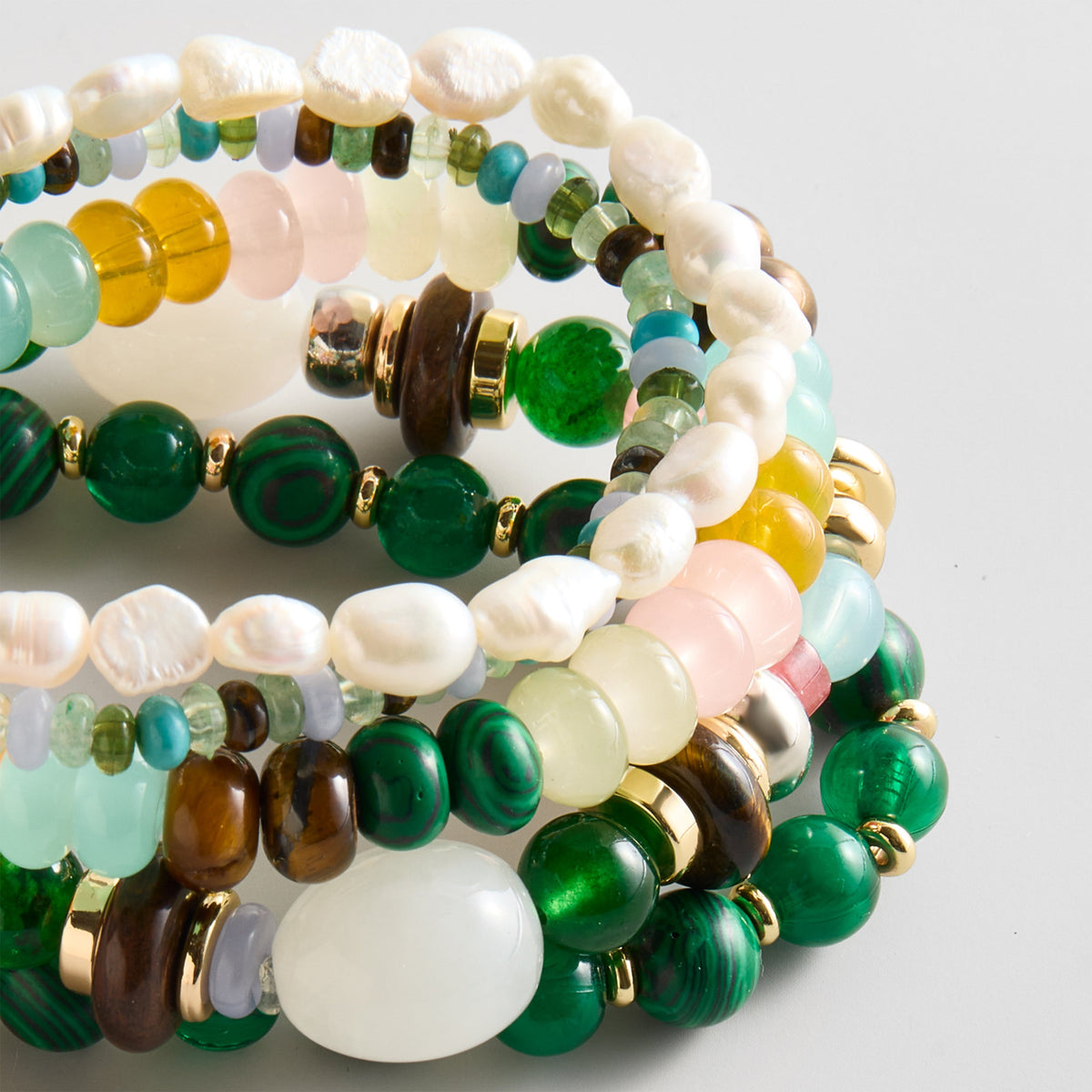Lavisa - Semi-Precious Beaded Bracelet Stack - On-Model & Scale View