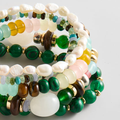 Lavisa - Semi-Precious Beaded Bracelet Stack - On-Model & Scale View