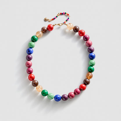 Lavisa dark multi resin beaded necklace with glossy dark stones