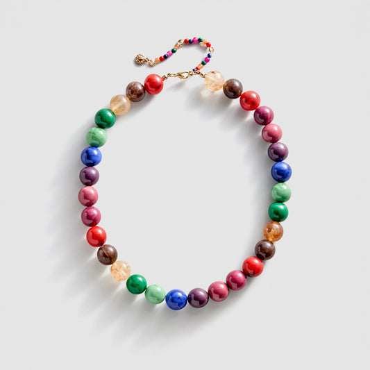 Lavisa dark multi resin beaded necklace with glossy dark stones