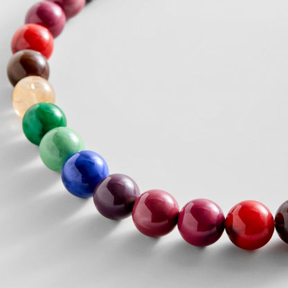 Lavisa - Dark Multi Resin Beaded Necklace - Colorful Fashion Jewelry - On-Model & Scale View