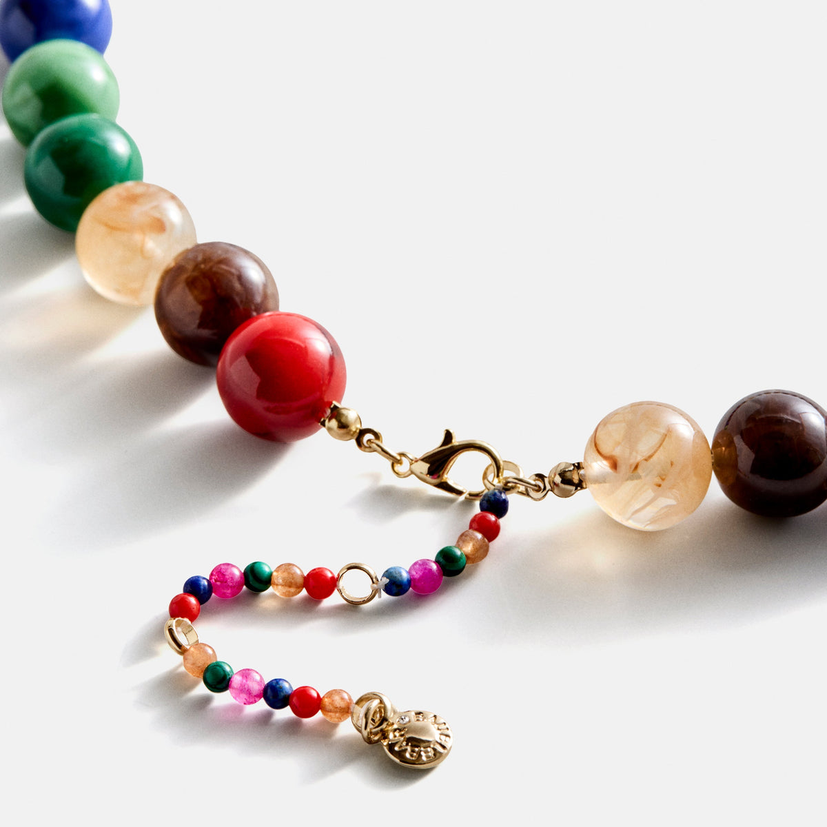 Lavisa - Dark Multi Resin Beaded Necklace - Colorful Fashion Jewelry - Clasp & Finish View