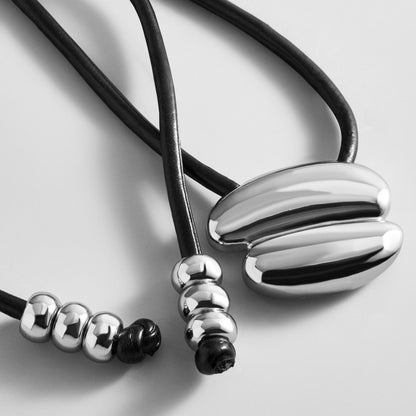 Lavisa - Asymmetrical Pendant Cord Necklace - On-Model & Scale View
