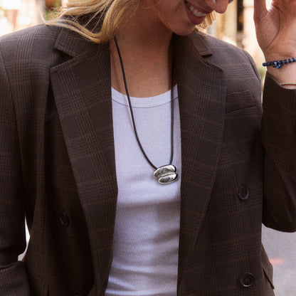 Lavisa - Asymmetrical Pendant Cord Necklace - Detail & Styling View